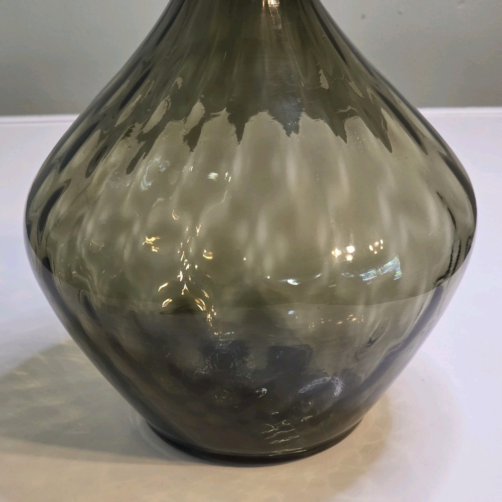 Vintage RARE Empoli Italy Smoke Gray Diamond Optic Glass Genie Bottle 27" - Picture 16 of 16